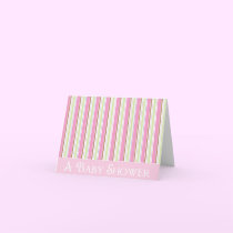 KRW Purple and Green Stripe Baby Shower Invitation cards