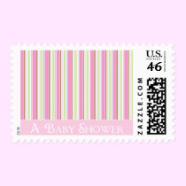 KRW Purple and Green Stripe Baby Shower stamps