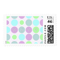 KRW Purple, Blue and Green Dots RSVP Wedding postage by KRWWedding KRW Purple, Blue and Green Dots RSVP Wedding postage