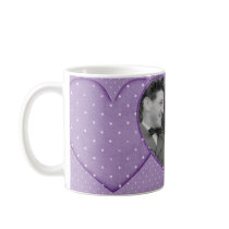 KRW Purple Dots Heart Custom Photo Valentine mugs