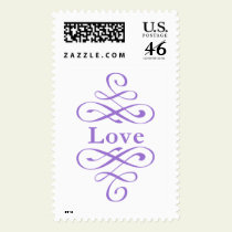 KRW Purple Elegant Swirl Love Wedding postage
