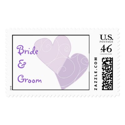 KRW Purple Hearts Custom Wedding Stamp