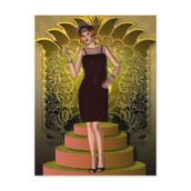 KRW Putting on the Ritz Deco Flapper II postcards