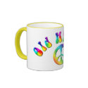 KRW Rainbow Old Hippie Peace Sign mugs