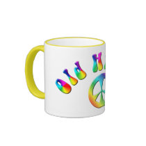 KRW Rainbow Old Hippie Peace Sign mugs
