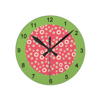 KRW Raspberry Lime Floral Clock
