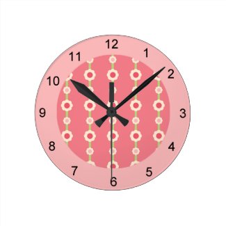 KRW Raspberry Lime Floral Stripe Clock
