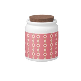 KRW Raspberry Lime Floral Stripe Jar Candy Dish