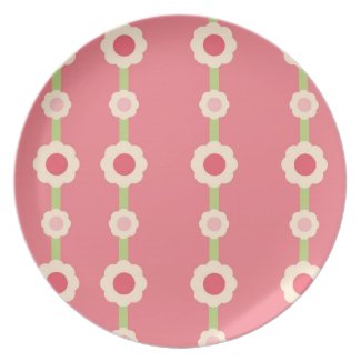 KRW Raspberry Lime Floral Stripe Plate