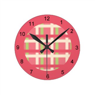 KRW Raspberry Lime Plaid Clock