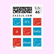 KRW Red and Blue Baby Shower postage