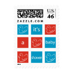 KRW Red and Blue Baby Shower Postage Stamps