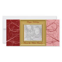 KRW Red and Pink Modern Custom Photo Holiday Card photo cards