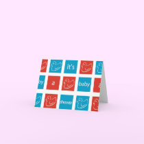 KRW Red Blue Blocks Custom Baby Shower Invitation cards