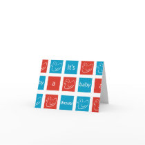 KRW Red Blue Blocks Custom Baby Shower Invitation cards