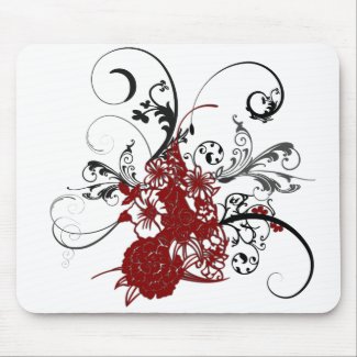 KRW Red Floral Grunge mousepad