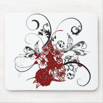 KRW Red Floral Grunge mousepads