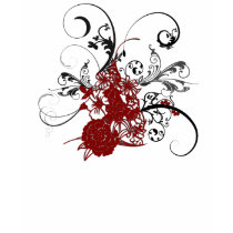 KRW Red Floral Grunge t-shirts