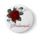 KRW Red Rose Bridesmaid Wedding Pin buttons