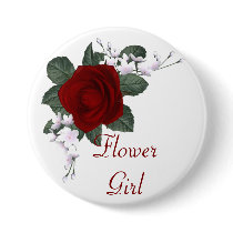 KRW Red Rose Flower Girl Wedding Pin buttons by KRWWedding KRW Red Rose Flower Girl Wedding Pin buttons