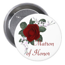 KRW Red Rose Matron of Honor Wedding Pin