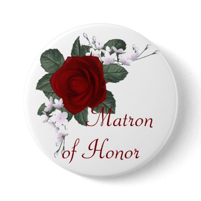 KRW Red Rose Matron of Honor Wedding Pin