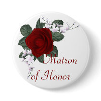 KRW Red Rose Matron of Honor Wedding Pin buttons by KRWWedding KRW Red Rose Matron of Honor Wedding Pin buttons
