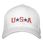 KRW Red White and Blue USA Stars Embroidered Embroidered Baseball Cap