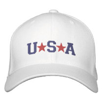 KRW Red White and Blue USA Stars Embroidered Baseball Cap