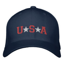 KRW Red White and Blue USA Stars Embroidered Embroidered Baseball Caps