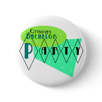 KRW Retro Bachelor Party Lime Aqua Custom Pin buttons by KRWWedding KRW Retro Bachelor Party Lime Aqua Custom Pin buttons