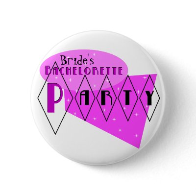 KRW Retro Bachelorette Party Pink Custom Pin by KRWWedding