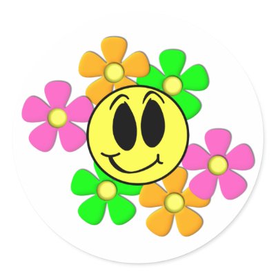 KRW Retro Smilie Face and Neon Flowers Stickers by KRWDesigns