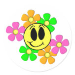 KRW Retro Smilie Face and Neon Flowers Stickers