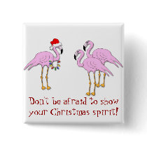 KRW Show Your Christmas Spirit Flamingo Pin buttons