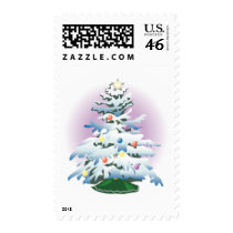 KRW Snowy Christmas Tree Holiday postage