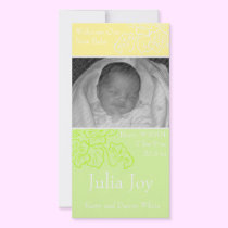 KRW Spring Leaf Custom Photo Birth Announcement photo cards