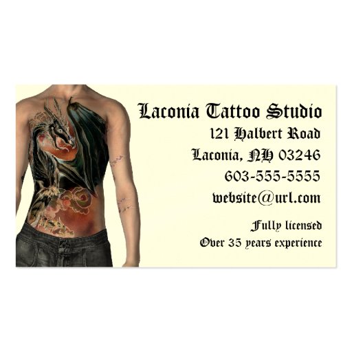 KRW Tattoo Studio Custom Appointment Card Business Card (front side)