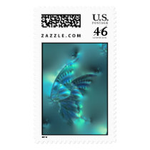 KRW Teal Butterfly postage