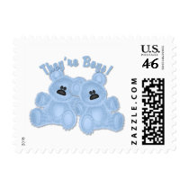 KRW They're Boys Teddy Bear Twins Small Postage Stamp
