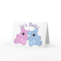 KRW Twin Boy and Girl Bear Baby Shower Invitation cards