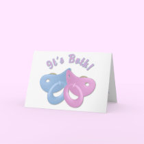 KRW Twin Boy Girl Pacifier Baby Shower Invitation cards