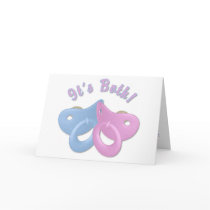 KRW Twin Boy Girl Pacifier Baby Shower Invitation cards