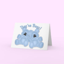 KRW Twin Boy Teddy Bear Baby Shower Invitation cards