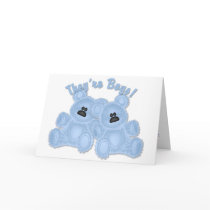 KRW Twin Boy Teddy Bear Baby Shower Invitation cards