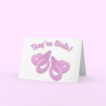 KRW Twin Girl Pacifier Baby Shower Invitation cards