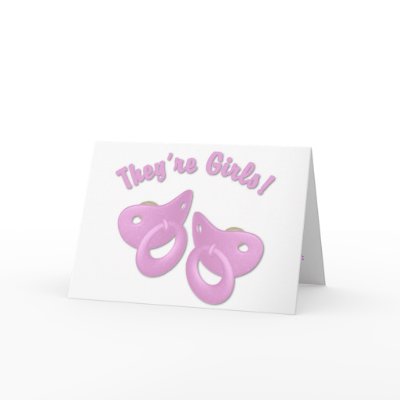 KRW Twin Girl Pacifier Baby Shower Invitation Card by krwbaby
