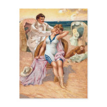 KRW Vintage Beach Illustration Postcard by KRWOldWorld KRW Vintage Beach Illustration Postcard