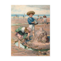 KRW Vintage Beach Illustration Postcard by KRWOldWorld KRW Vintage Beach Illustration Postcard