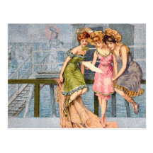 KRW Vintage Beach Illustration Postcard